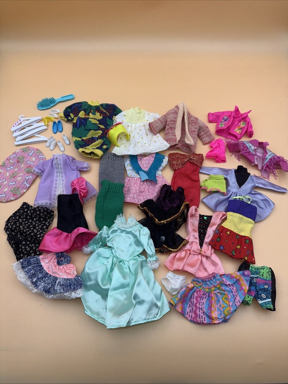 Barbie Doll Clothing 40 Pc- Vintage Lot Gowns Casual Dresses Shoes Accessories